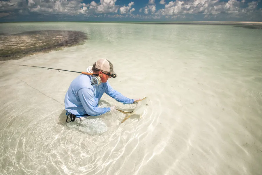 Saltwater fly fishing tackle laid out for Alphonse